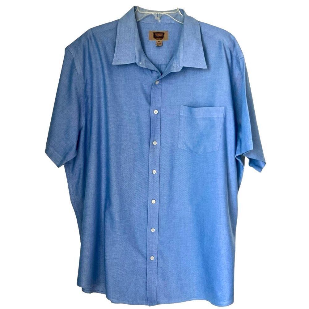 The Foundry Supply Co. Men's Short Sleeve Button Down Casual Blue Shirt sz 2XL